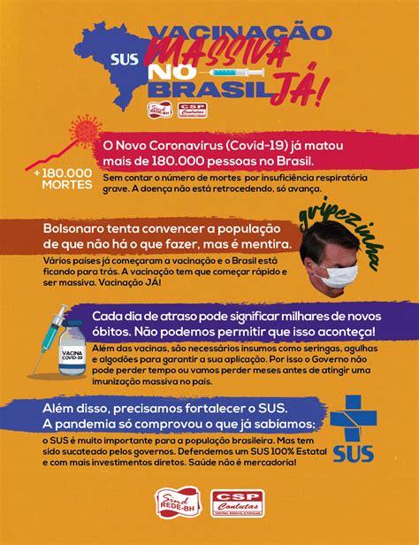 No brasil, a vacinação começou no fim de janeiro. Vacinação massiva no Brasil, Já! | Sind-Rede BH