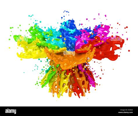 Colorful Paint Splashing Isolated On White Stock Photo Alamy