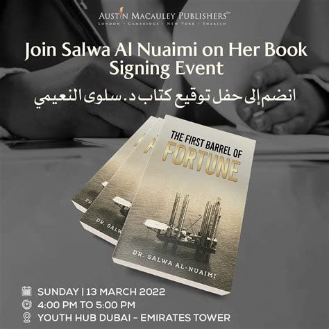 Join Dr Salwa Al Nuaimi At A Book Signing For ‘the First Barrel Of Fortune’ At Youth Hub Dubai
