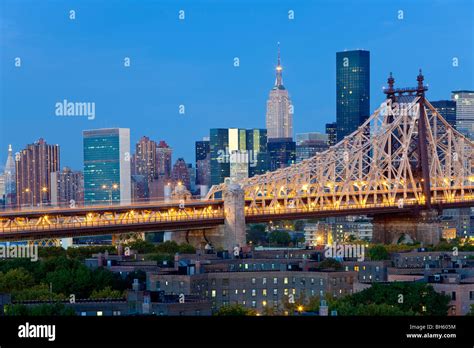 Usa New York Manhattan Skyline And Queensboro Bridge Viewed From