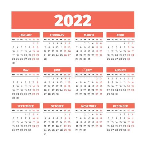 Calendar Week Wise 2022