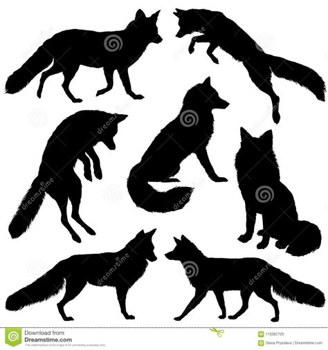 Illustration About Fox Silhouette Set With Seven Different Silhouettes