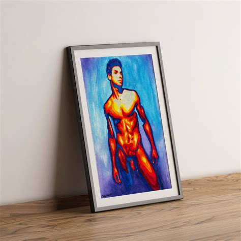 full frontal nudity gay male watercolor art print phallic etsy