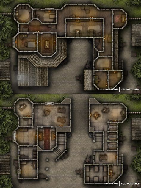 Village Gatehouse 30x20 Multi Level Battlemap Oc Dungeonsanddragons