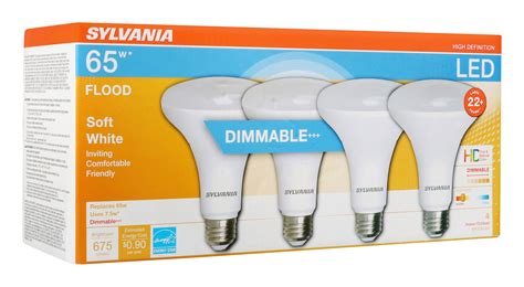 Sylvania Led Br30 Light Bulb 65 Watt Dimmable Soft White 4 Pack