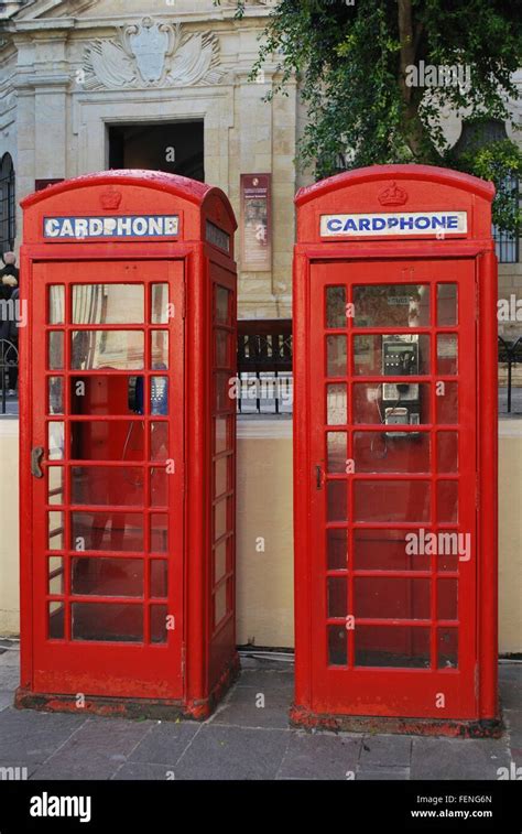 Red Public Phone Booths Stock Photo Alamy