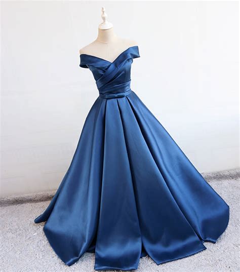dark blue v neck satin long prom dress evening dress · dress idea · online store powered by