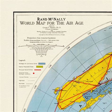 World Map For The Air Age Rand Mcnally Detailed Azimuthel Etsy Australia
