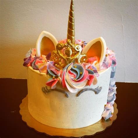 Unicorn Cake With Princess Crown First Birthday Parties First