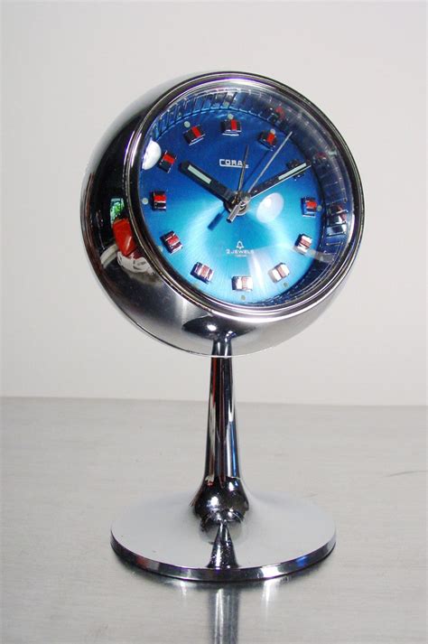 Mid Century Space Age Clock Pedestal Alarm Clock By Coral Etsy