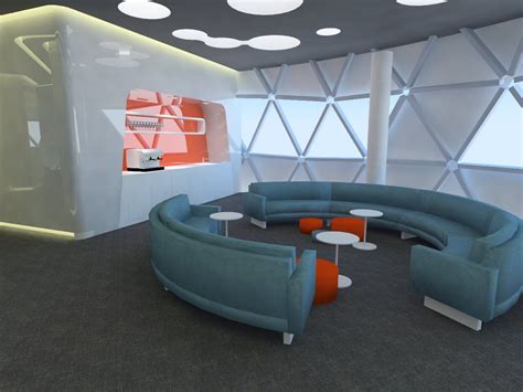 Futuristic Interior Design Of A Corporate Lounge Futuristic Interior
