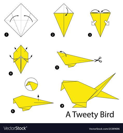 Step Instructions How To Make Origami A Bird Vector Image