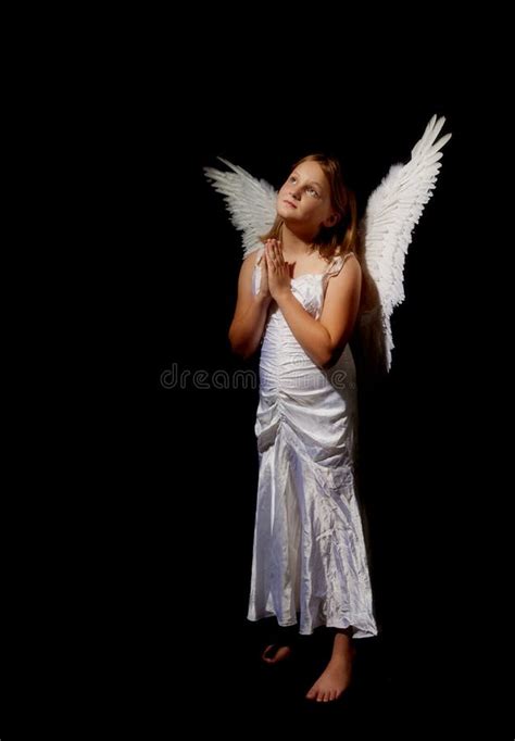 Young Angel Girl Praying On White Stock Photo Image Of Female