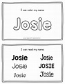 Josie – Name Printables for Handwriting Practice | A to Z Teacher Stuff ...