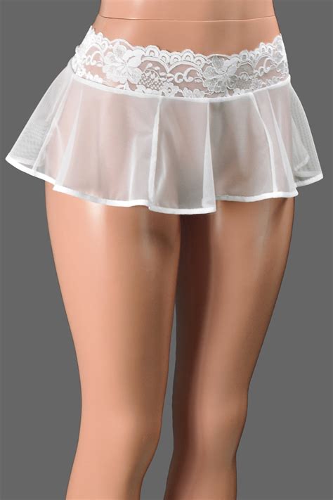 Sheer White Mesh And Lace Micro Mini Skirt Xs S M L See Etsy