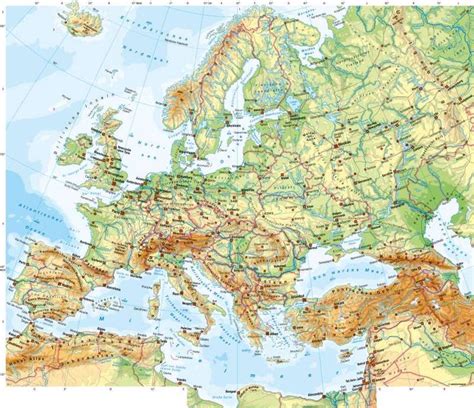 Kartenansicht Europa Physische Bersicht Landkarte Europa