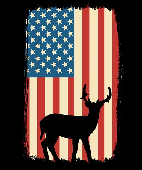 American Flag Patriotic Deer Hunter Archer Patriot Painting By Amango