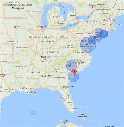 Draw radius circles on a map