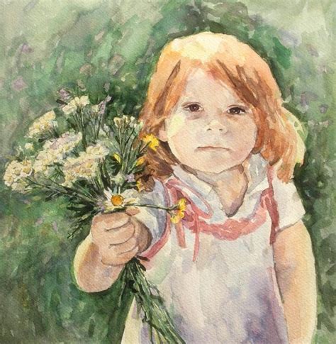 Custom Childrens Portrait Original Watercolor Painting 16x20