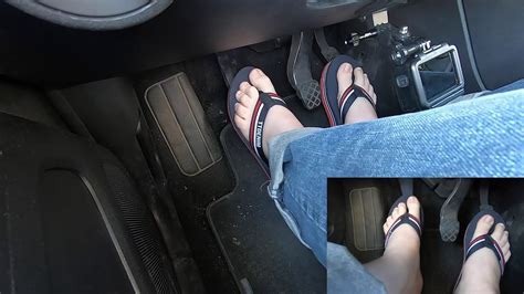 pedal pumping 62 driving vw up with tomtailor denim flip flops barefoot youtube