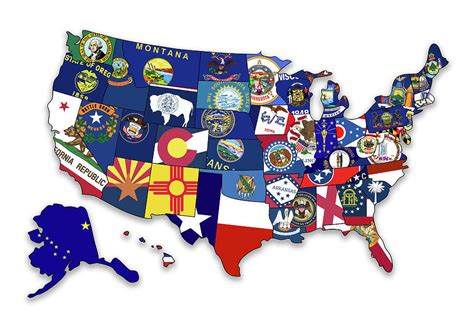 Usa States Flags Map Photograph By Ricky Barnard