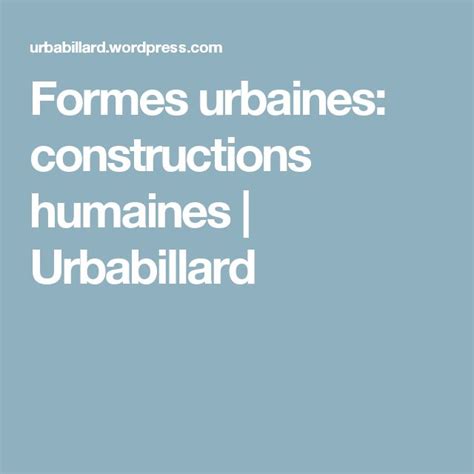 Formes Urbaines Constructions Humaines Construction Formes Urbain