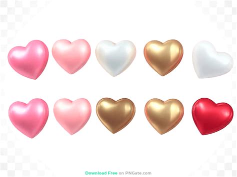 3d Realistic Hearts Kit Png Image Download For Free Pngate