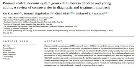 Primary Central Nervous System Germ Cell Tumors In Children And Young