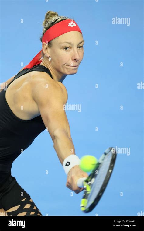 Belgian Yanina Wickmayer Pictured In Action During A Tennis Match