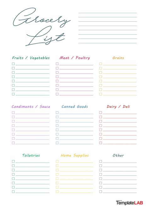 Best Images Of Grocery List Template Printable Amenable Grocery