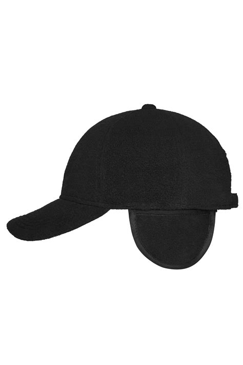 Unisex 6 Panel Fleece Cap With Earflaps Black Daiber