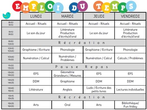 Emploi Du Temps Cp Ce1 Eduscol - sinrail