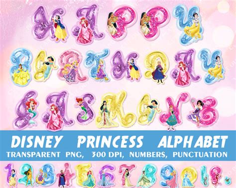 Disney Princess Alphabet Princess Clipart By Cutoutandplay On Zibbet