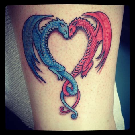 Two Dragons Creating A Heart Dragon Tattoo Designs Cute Couple