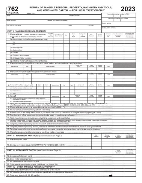 Form 762 Download Fillable Pdf Or Fill Online Return Of Tangible