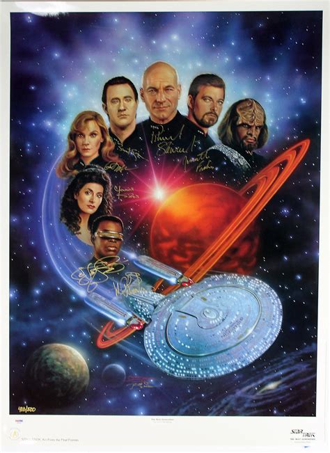 lot detail star trek the next generation cast signed 26 x 35 lithograph poster w 7