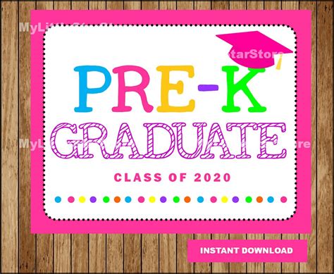 Pre K Graduation Sign Printable Chalkboard School Graduation Etsy