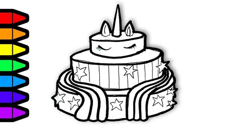 Cute template with unicorn cake logo. Rainbow Unicorn Cake Coloring Pages / Rainbow swirl cake ...