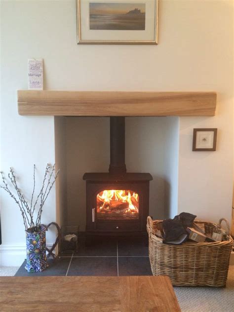 Log Burning Stove with Oak Mantle - My Reclaimed Home - Reclaimed