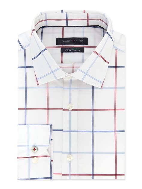 Tommy Hilfiger Mens White Plaid Collared Work Dress Shirt Size Xl 17