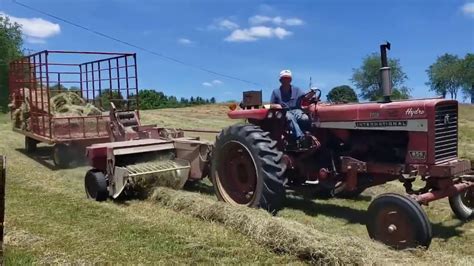 Powerful International Tractor With Hay Baler Youtube
