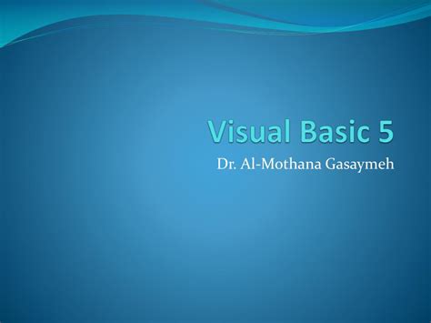 Ppt Visual Basic 5 Powerpoint Presentation Free Download Id5440974
