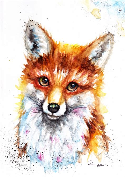 Fox Watercolour Painting Fox Watercolour Print Wildlife Art Etsy