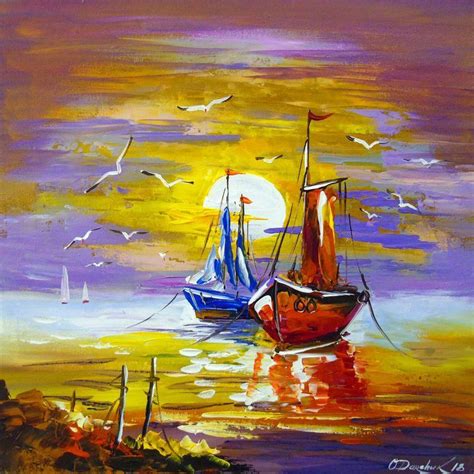 Boat Painting Abstract Beginner Painting On Canvas Nature Canvas