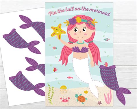 Pin The Tail On The Mermaid Party Games Printable Form Templates And