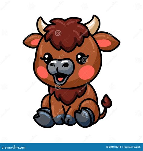 Cute Baby Yak Cartoon Sitting Stock Vector Illustration Of Kawaii