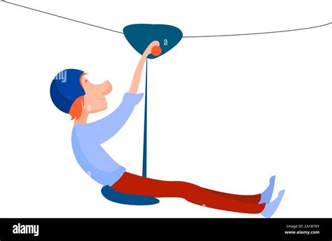 Man On Zip Line Illustration Vector On White Background Stock Vector Image And Art Alamy