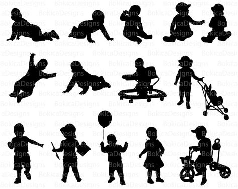 Babies And Toddlers Silhouettes Babies And Toddlers Etsy Baby
