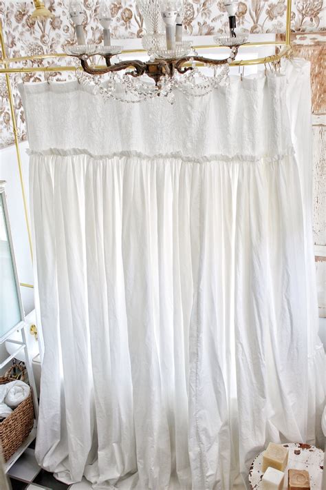Extra Long Shower Curtains Shabby Chic Ruffled White Etsy Long Shower Curtains Farmhouse
