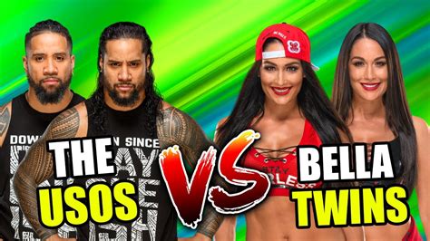 Nikki Bella And Brie Bella Vs Jimmy Uso And Jey Uso Bella Twins Vs The Uso Twins Battle Of The